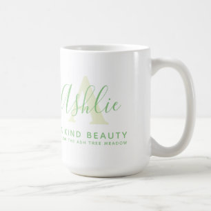 Name Ashlie Bedeutung und Monogramm Ein grüner Tex Kaffeetasse