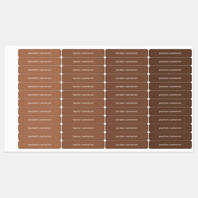 Name auf Braunen Adhesive Etiketten (Blatt)
