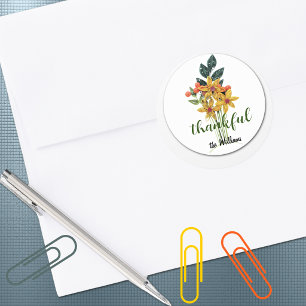 Name auf den Blume des Herbstes 3 Zoll dankbar Runder Aufkleber