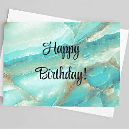 Name auf der Rückseite, Happy Birthday, Türkis & B Karte