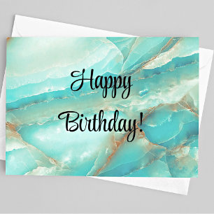 Name auf der Rückseite, Happy Birthday, Türkis & B Karte