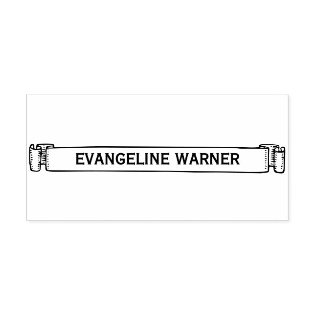 Name auf einem dünnen Scroll Ribbon-Banner Permastempel (Design)
