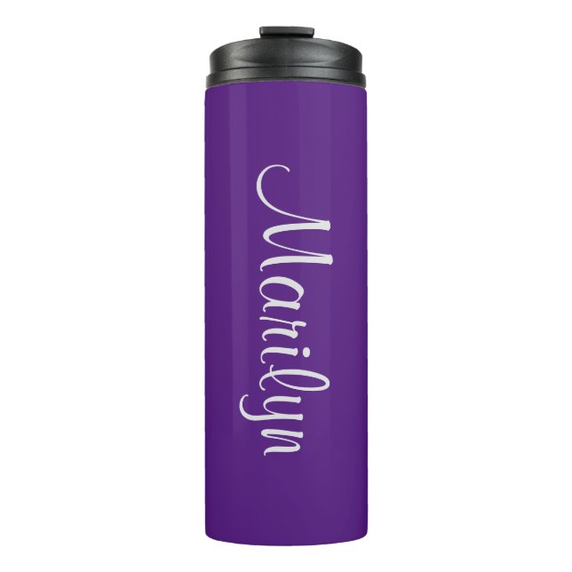 Name auf Lila Matching Design 12oz Thermosbecher (Vorderseite)