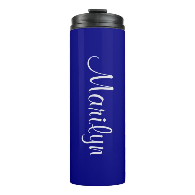 Name auf Navy Blue Matching Design 12oz Thermosbecher (Vorderseite)