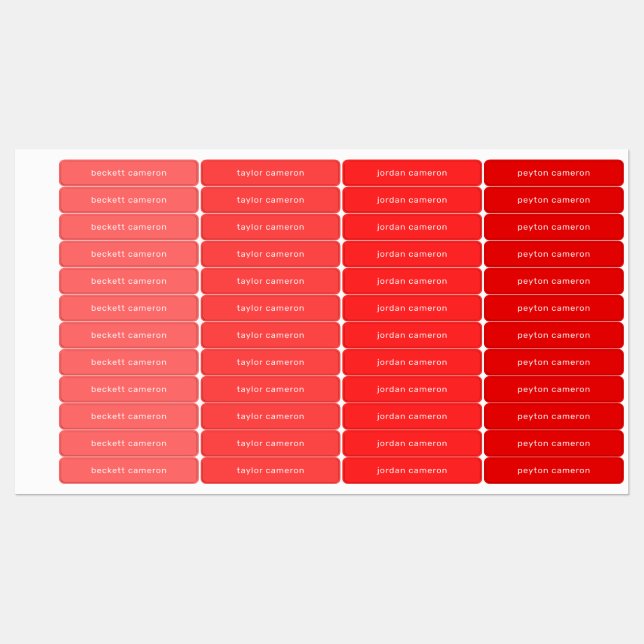 Name auf Tomato Red Adhesive Etiketten (Blatt)