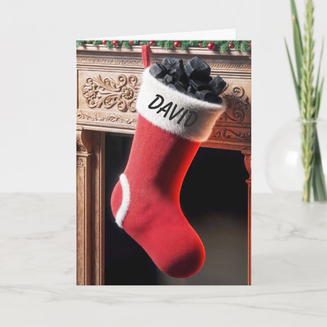 Name auf Weihnachtsbaum mit Kohle ausgefüllt Karte (Vorderseite)