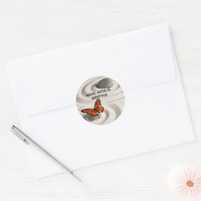 Name auf Zen Garden, 1,5" Round Stickers (Umschlag)