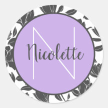 Name Aufkleber Floral Tulip Blume Pastell Lila