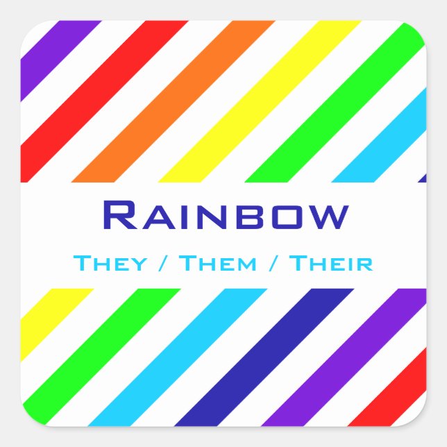 Name/Aufkleber für den weißen Regenbogen Quadratischer Aufkleber (Vorderseite)