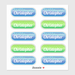 Name Aufkleber Set blau und grün