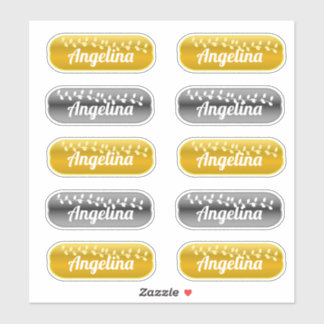 Name Aufkleber Set Gold und Silber
