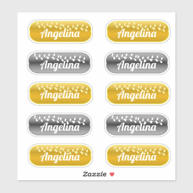 Name Aufkleber Set Gold und Silber (Blatt)