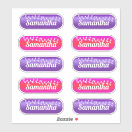 Name Aufkleber Set Magenta und Lila