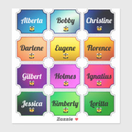 Name Aufkleber Set Schöne Farben mit Niedlichem Ge