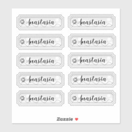 Name Aufkleber Set Silver Blume