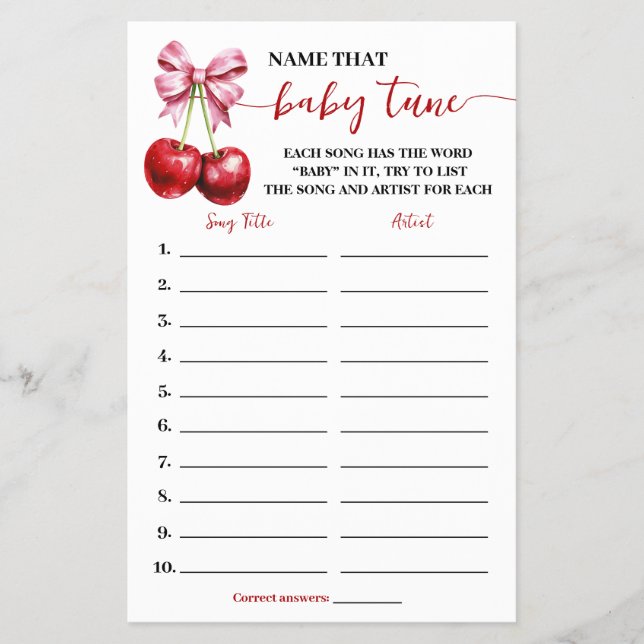 Name Baby Tune Cherry Baby Shooting Game Card Flyer (Vorne)