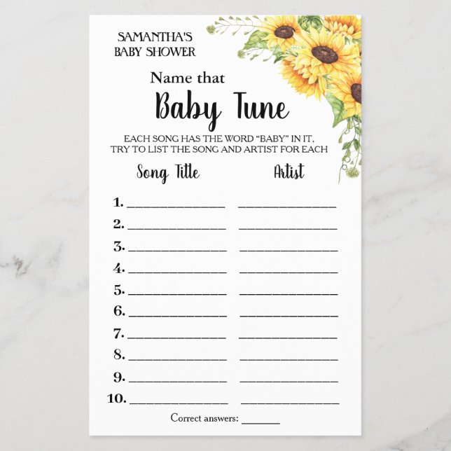 Name Baby tune englische spanische Duschspielkarte Flyer (Vorne)
