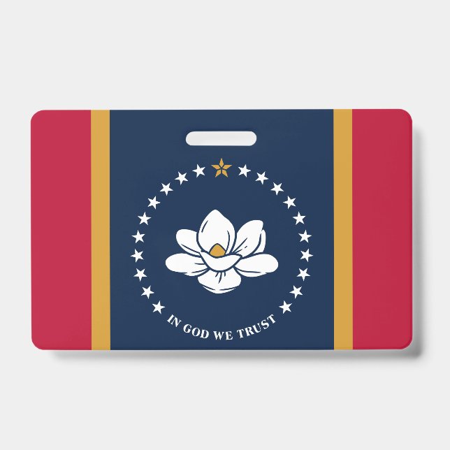 Name Badge with flag of Mississippi, USA Ausweis (Front)