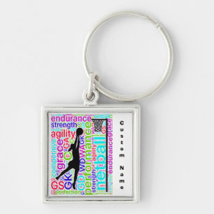 Name-Ballpersonalisierter Netball-Schlüsselring Schlüsselanhänger