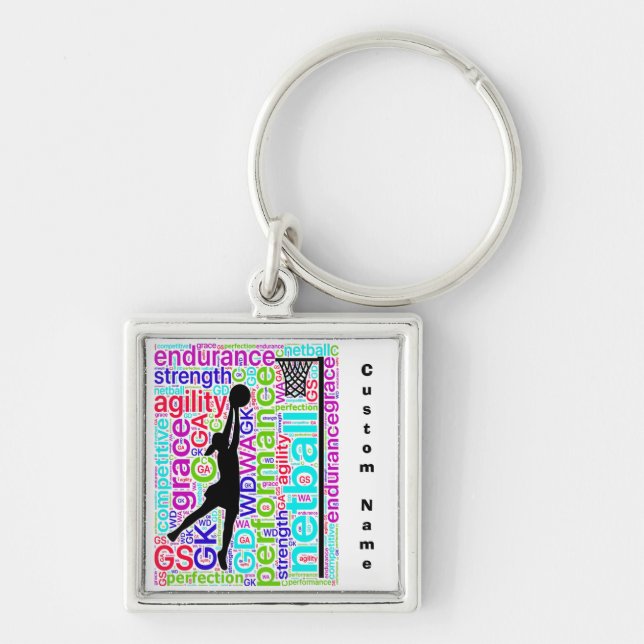 Name-Ballpersonalisierter Netball-Schlüsselring Schlüsselanhänger (Vorne)