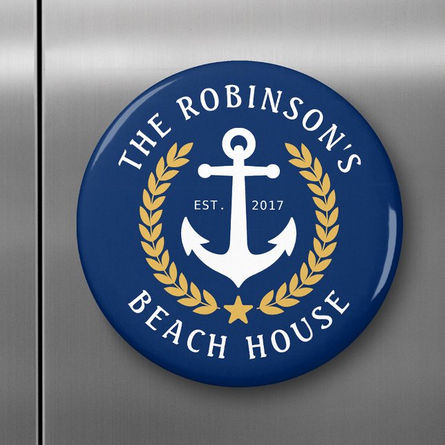 Name Beach House Anchor Gold Laurel Marine Magnet (Von Creator hochgeladen)