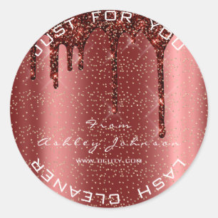 Name Beauty Lashes Burgundy Gold Lashes Cleaner Runder Aufkleber