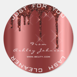 Name Beauty Lashes Burgundy Tropfens Lashes Cleane Runder Aufkleber