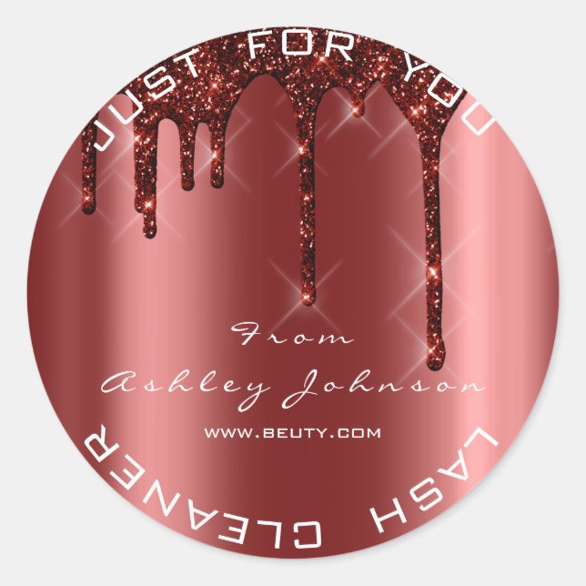 Name Beauty Lashes Burgundy Tropfens Lashes Cleane Runder Aufkleber (Vorderseite)