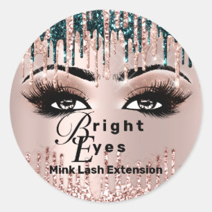 Name Beauty Lashes Tropfen Pink Gold Lashes Runder Aufkleber