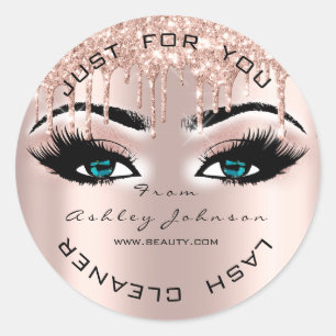 Name Beauty Lashes Tropfen Rosa Blässchen Reinige Runder Aufkleber