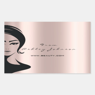 Name Beauty Lshes Tropfens Pink Gold Lashes Vintag Rechteckiger Aufkleber