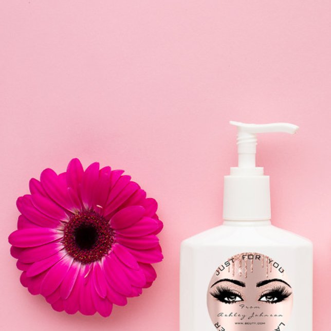 Name Beauty Rose Tropfen Pink Eyelashes Cleaner Runder Aufkleber (Name Beauty Rose Drips Pink Eyelashes Cleaner Classic Round Sticker)