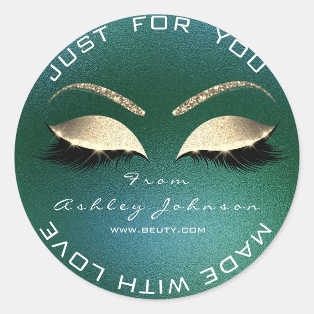 Name Beauty Salon Glitzer Deep Green Vielen Dank Runder Aufkleber (Vorderseite)