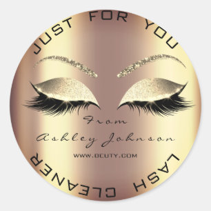 Name Beauty Salon Glitzer Honey Gold Lash Cleaner Runder Aufkleber