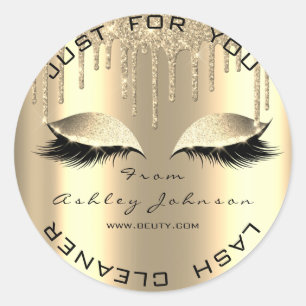 Name Beauty Salon Tropfen Imitate Gold Lashes Clea Runder Aufkleber