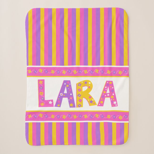 Name bedeutet Lara pink lila Blume Stern Sherpadecke (Vorderseite)