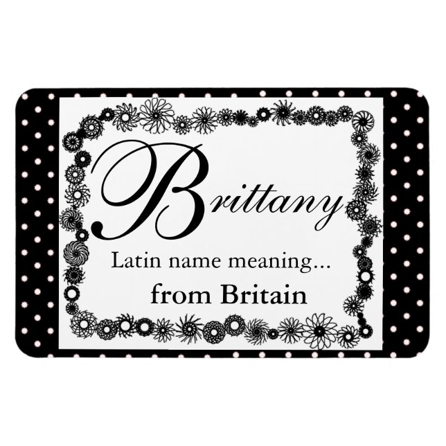 Name bedeutet Magnet, Brittany Black Polka Dots Magnet (Horizontal)