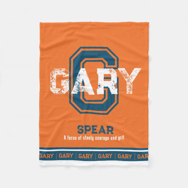 Name bedeutet Sport monogramm orange blau Gary Fleecedecke (Vorderseite)