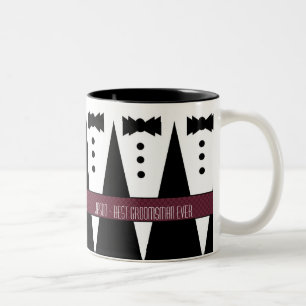 Name-beste Trauzeugeüberhaupt Schwarz-weiße Tuxes Zweifarbige Tasse