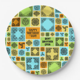 Name & Beziehung Geburtsdatum Orange & Grün hinzuf Pappteller