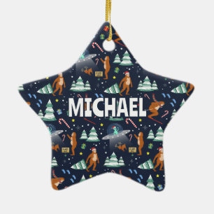 NAME - Big Foot, Außerirdischen & Rentier Weihnach Keramik Ornament