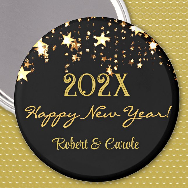 Name, Black & Gold Happy New Year 2.25-in-Gunst Magnet (Von Creator hochgeladen)