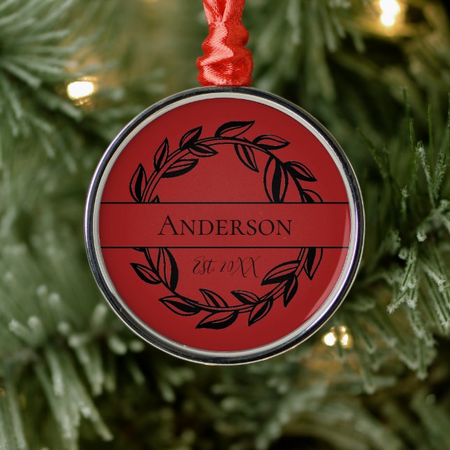Name Black Red Leaf Weihnachtsmetall Ornam Ornament Aus Metall (Baum)