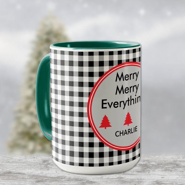 Name, Black & White Buffalo Karo 15oz. Combo Tasse (Von Creator hochgeladen)