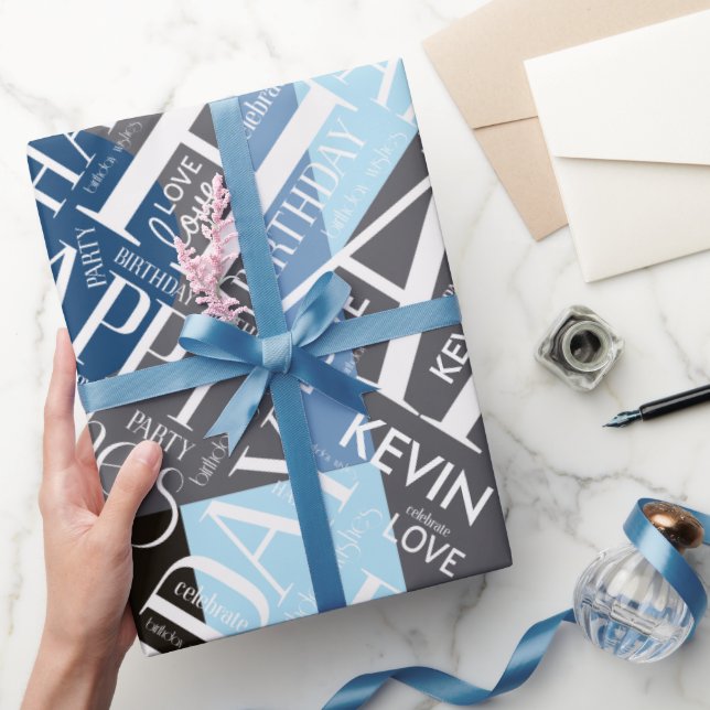 Name Blau-ID274 für die mittlere Länge des Geburts Geschenkpapier (Schenken)