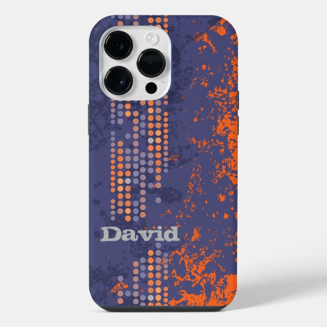 Name blau orange Surf-Stil  iPhone Hülle (Rückseite)