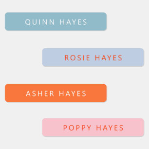 Name Blau, Orange und Rosa Etiketten
