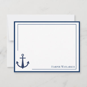 Name Blau Weißer Anker Symbol Muster Mitteilungskarte