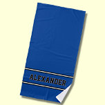 Name, blaue und weiße Streifen auf blau hinzufügen Strandtuch<br><div class="desc">Name,  blaue und weiße Streifen auf blau hinzufügen</div>