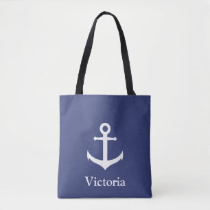 Name-blaue und weiße Taschen-nautischtasche Tasche